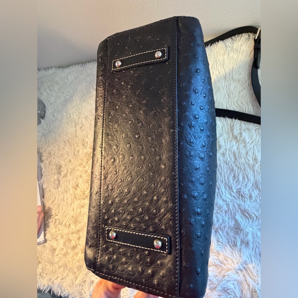 Dooney & Bourke Black Ostrich texture Leather Handbag - Picture 4 of 15